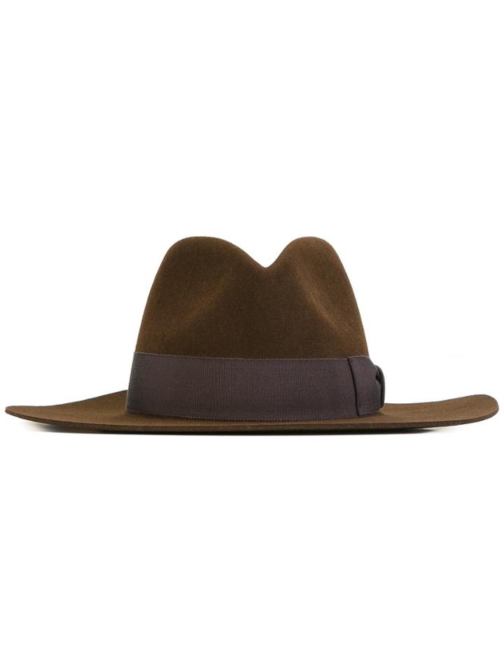 Saint Laurent Classic Fedora Hat - Brown