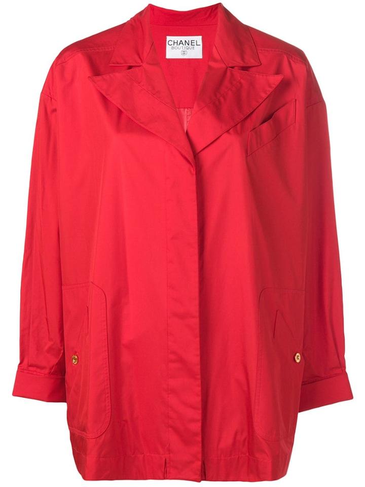 Chanel Vintage Concealed Fastening Midi Coat - Red