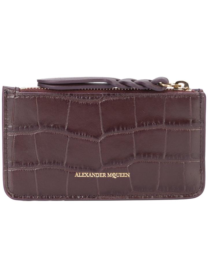 Alexander Mcqueen Croc Effect Coin Purse - Pink & Purple