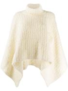 Jacquemus Turtleneck Knitted Poncho - White