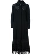 Antonio Marras Embroidered Fringed Coat, Women's, Size: 44, Black, Leather/polyamide/viscose/virgin Wool