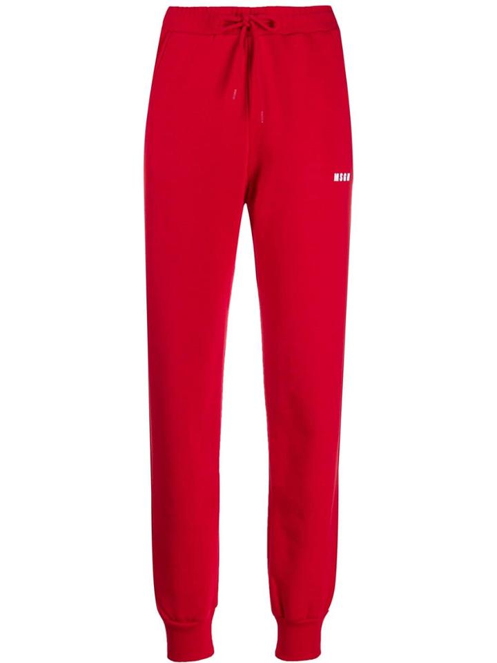 Msgm Logo Sweat Pants - Red