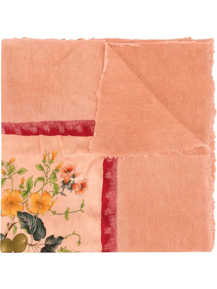 Avant Toi Floral Print Scarf - Orange