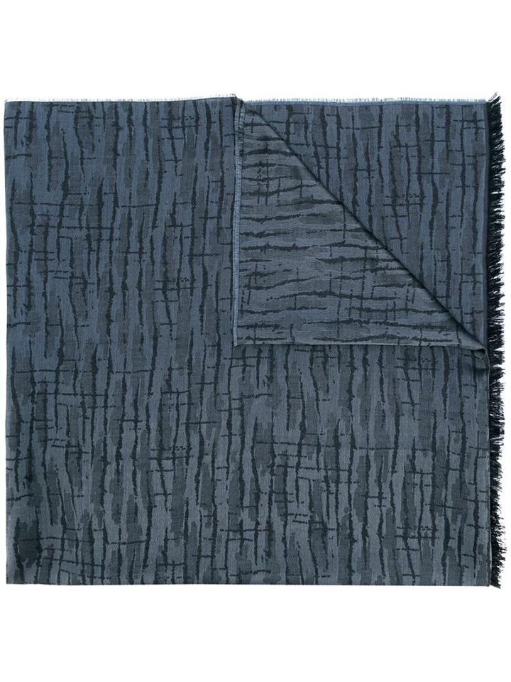 Lanvin Etched Pattern Scarf, Men's, Grey, Silk/wool