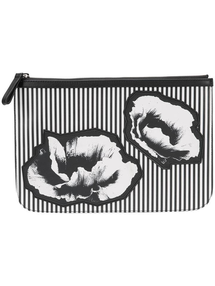Pierre Hardy - Floral Print Clutch - Women - Calf Leather - One Size, Black, Calf Leather