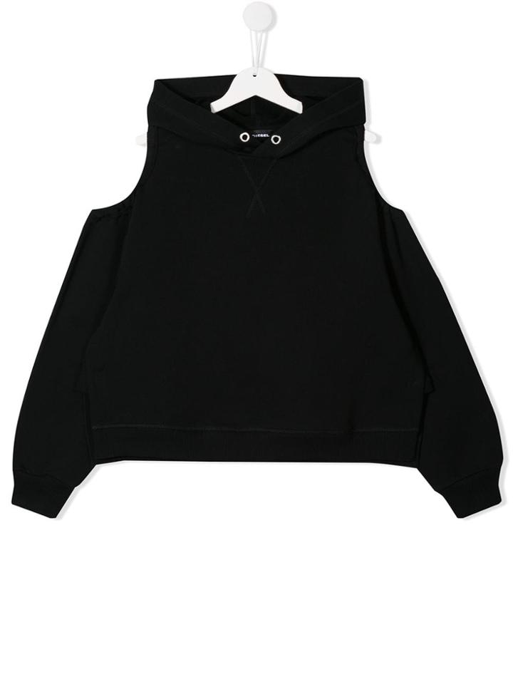 Diesel Kids Cut-out Hoodie - Black