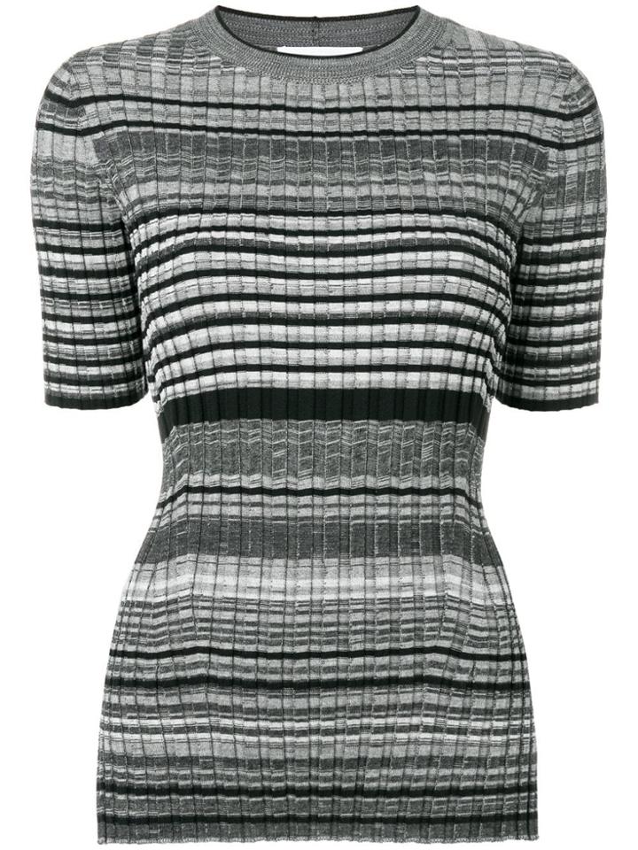 Helmut Lang Striped Fitted T-shirt - Grey