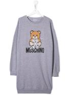 Moschino Kids Logo Teddy Bear Sweater Dress - Grey