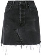 Re/done - Frayed Denim Skirt - Women - Cotton - 25, Black, Cotton