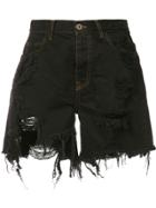 Faith Connexion Destroyed Denim Shorts - Black