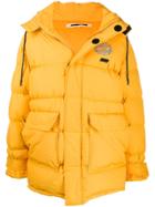 Mcq Alexander Mcqueen Oversized Logo-patch Padded Coat - Yellow