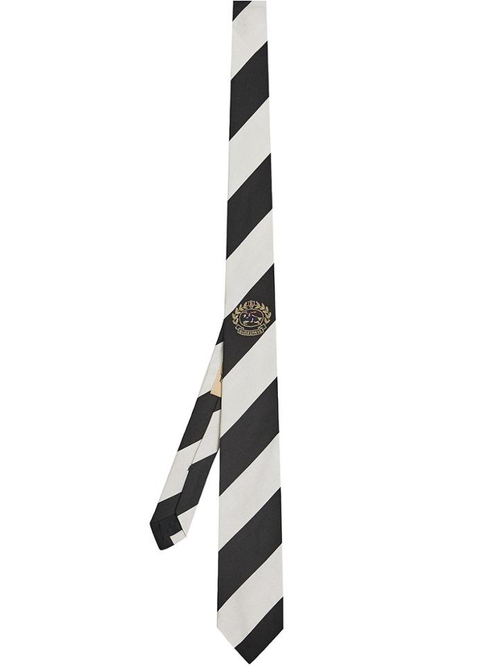 Burberry Modern Cut Archive Logo Striped Tie - Black
