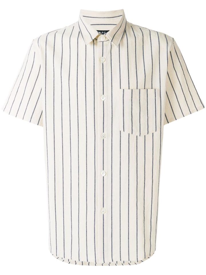 A.p.c. Striped Button Shirt - Neutrals