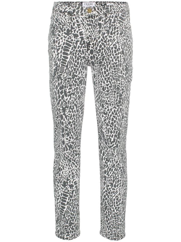 Frame Le High High Animal Print Straight Jeans - Black