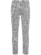 Frame Le High High Animal Print Straight Jeans - Black