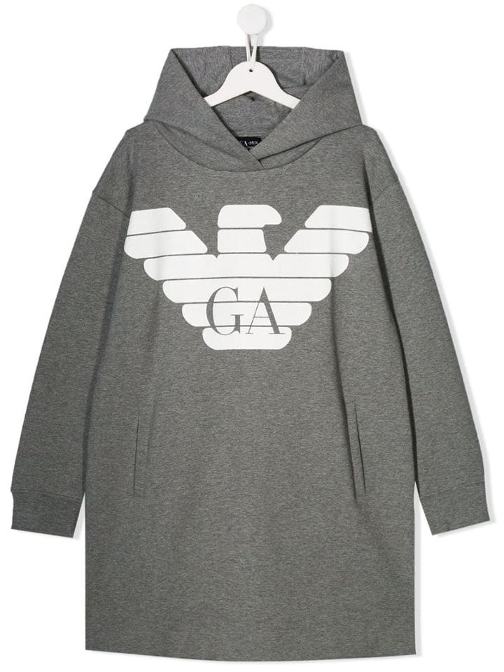 Emporio Armani Kids Teen Eagle Print Dress - Grey