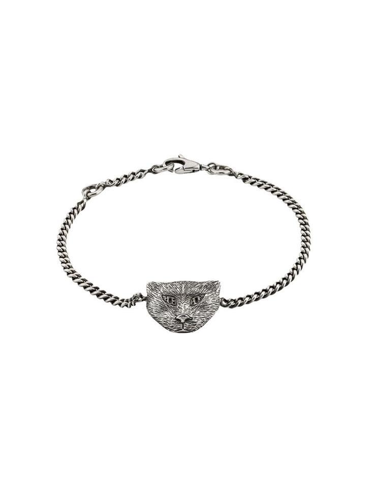 Gucci Gucci Garden Cat Motif Bracelet - Silver