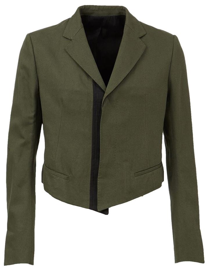 Haider Ackermann Cropped Blazer, Men's, Size: 50, Green, Cotton/linen/flax/viscose