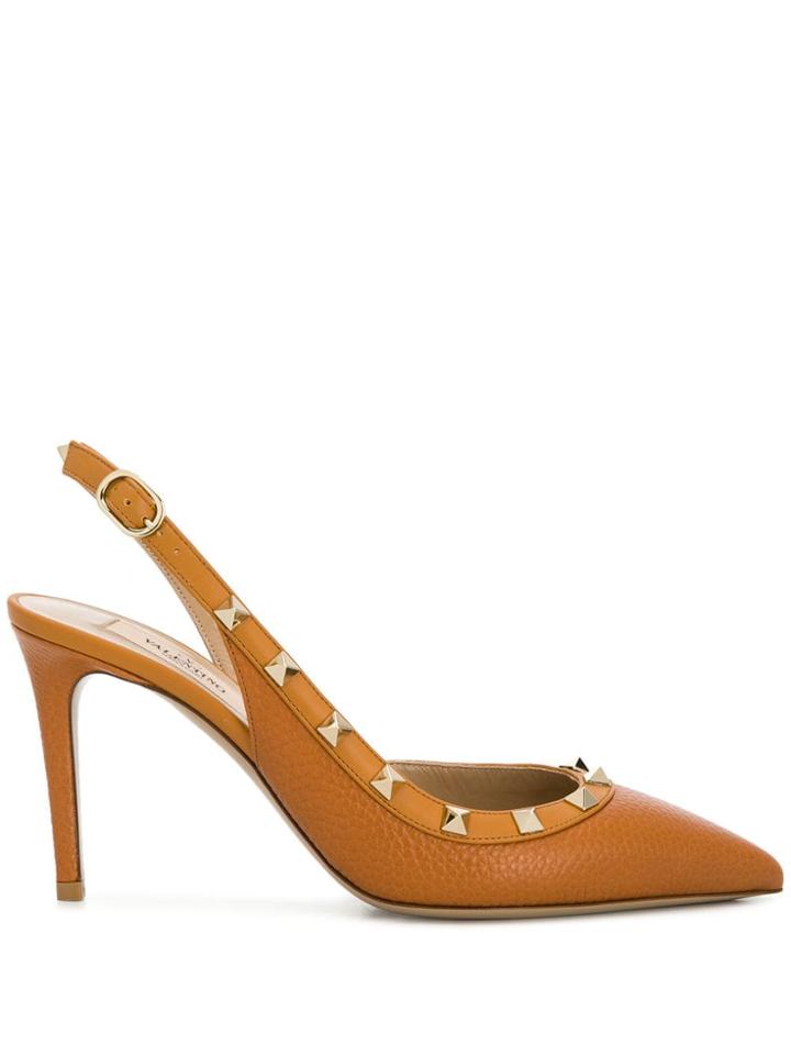 Valentino Rockstud Slingback Pumps - Brown