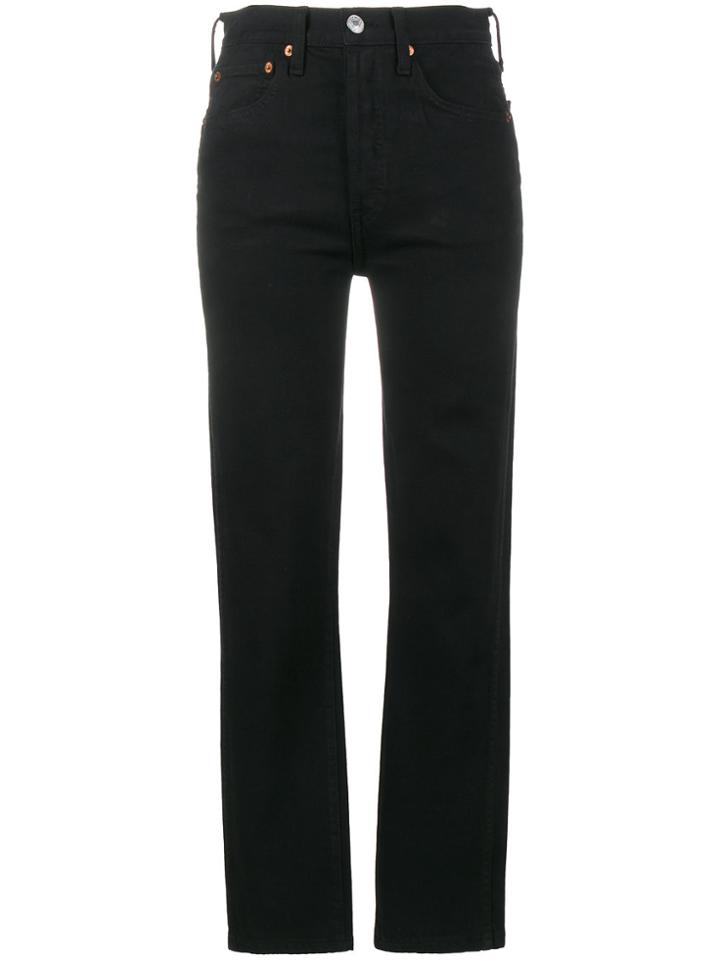 Re/done Black Double Needle Crop Slim Cut Jeans