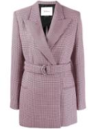 Mulberry Belted Houndstooth Blazer - Pink