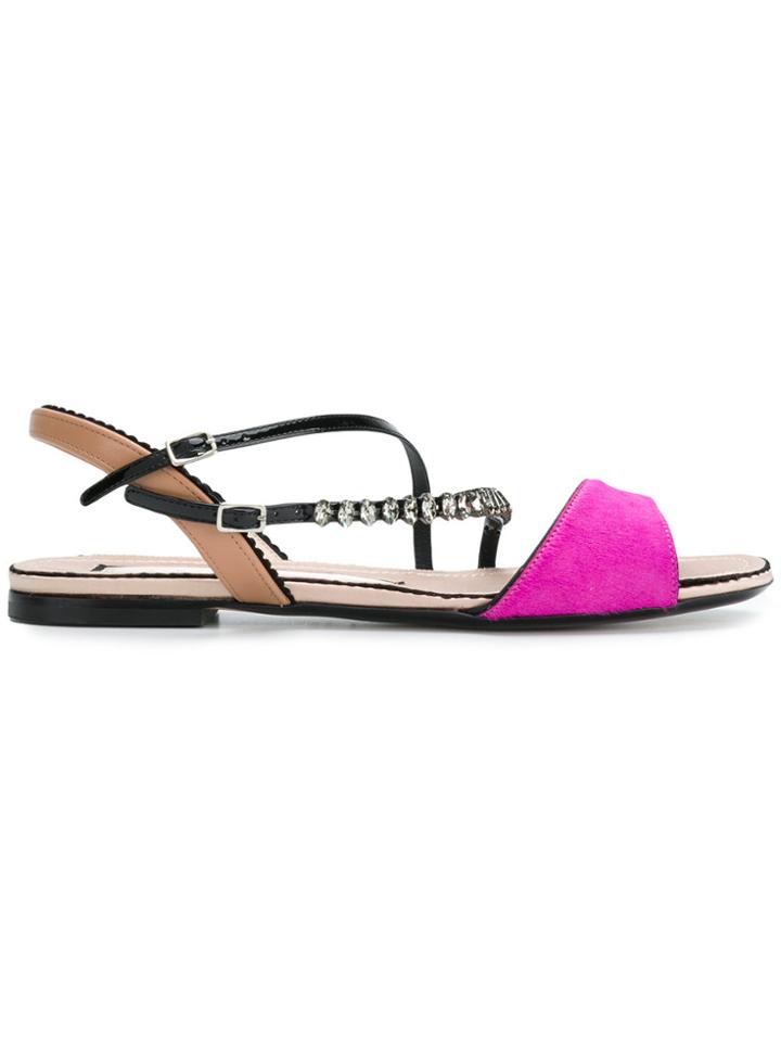 No21 Multi-strap Studded Sandals - Pink & Purple