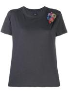 Pinko Bejewelled Flower Appliqué T-shirt - Black