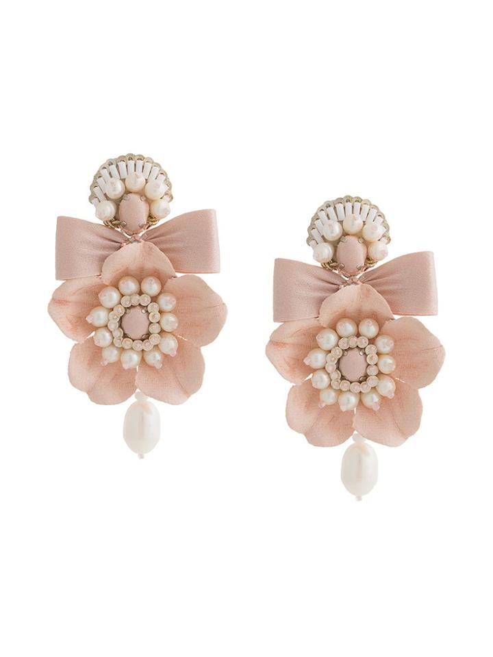 Ranjana Khan Flower Drop Earrings - Pink & Purple