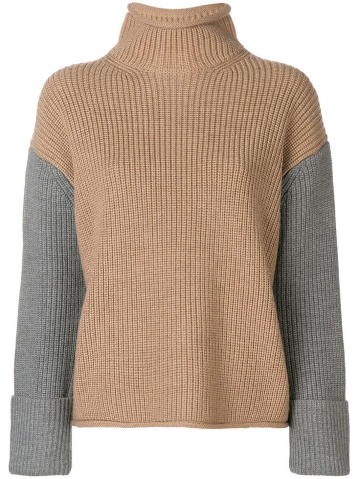 Victoria Victoria Beckham Contrast Turtle-neck Sweater - Nude &