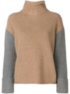 Victoria Victoria Beckham Contrast Turtle-neck Sweater - Nude &