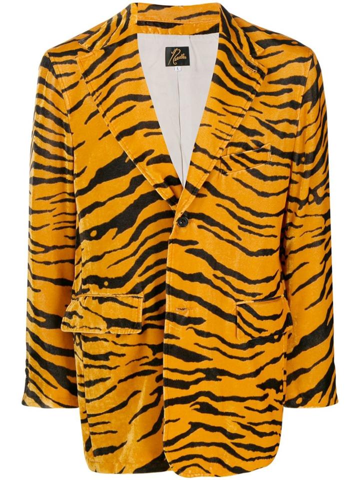 Needles Tiger Print Velvet Blazer - Yellow