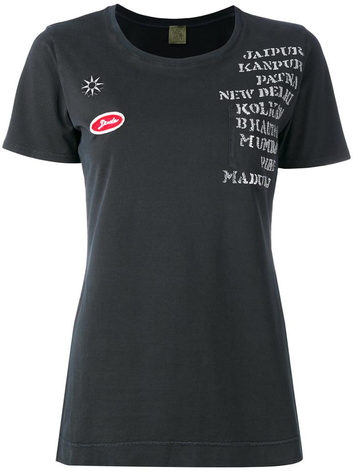 Mr & Mrs Italy Embellished Print T-shirt, Women's, Size: 46, Black, Cotton