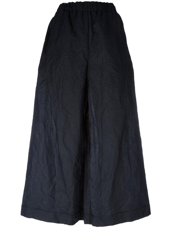 Daniela Gregis Elasticated Waist Cropped Trousers, Women's, Black, Cotton