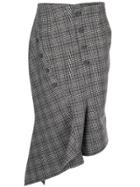 Dawei Asymmetric Check Skirt - Grey