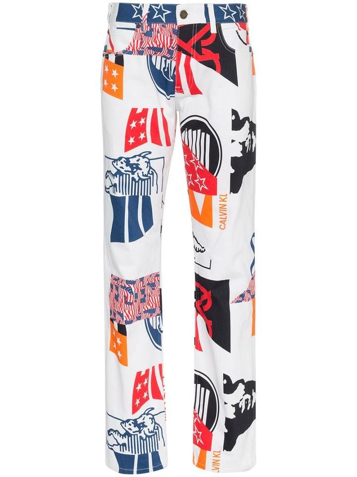 Calvin Klein Jeans Est. 1978 Printed Straight-leg Jeans - White