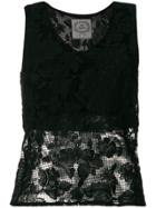 Pink Memories Lace Layered Tank - Black