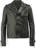 Lanvin - Buttoned Leather Jacket - Men - Cotton/lamb Skin/viscose - 50, Black, Cotton/lamb Skin/viscose