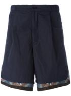 Kolor Printed Trim Shorts, Men's, Size: 5, Blue, Cotton/polyester