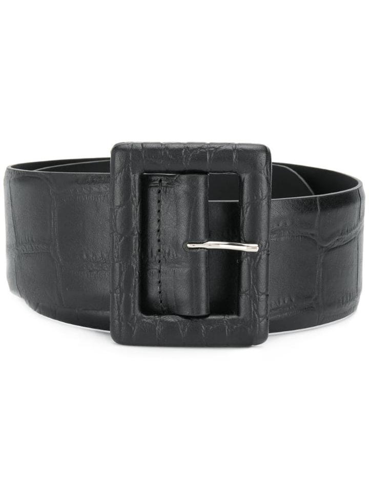 Orciani Embossed Crocodile Effect Belt - Black