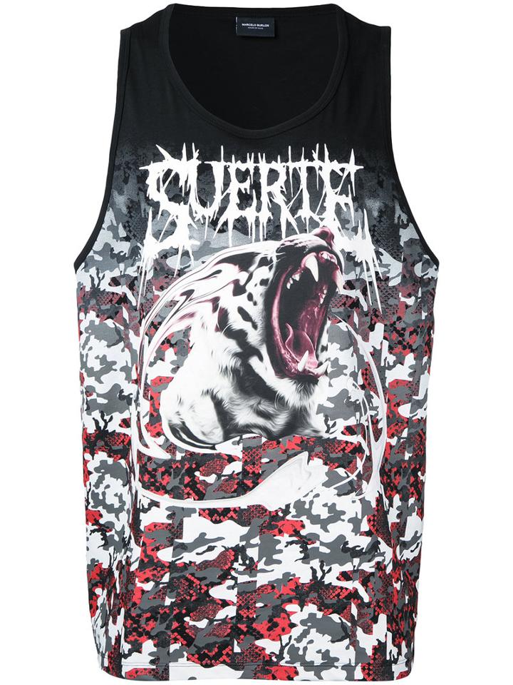 Marcelo Burlon County Of Milan Shark Print Tank, Men's, Size: Medium, Black, Cotton