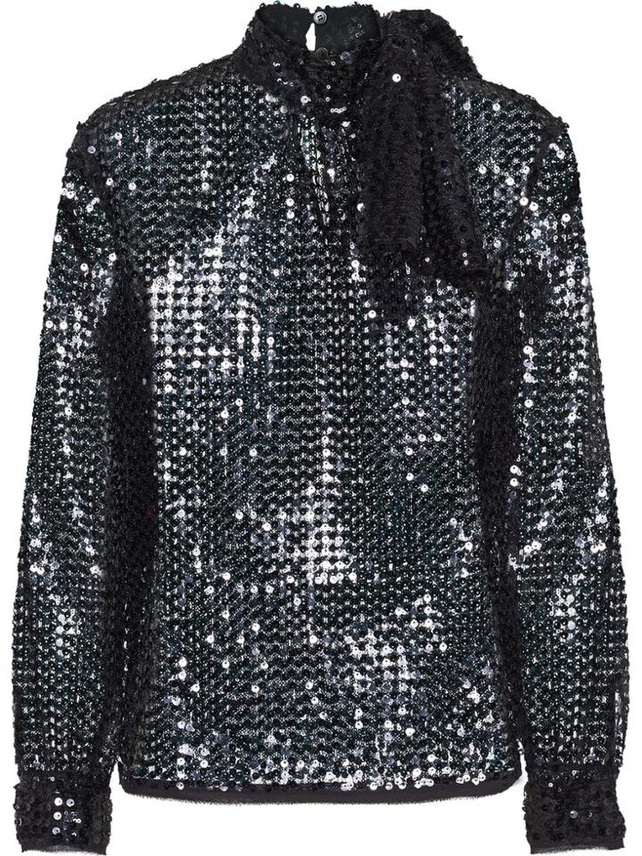 Miu Miu Sequined Piqué Top - Black