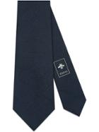Gucci Panther Face Underknot Silk Wool Tie - Blue