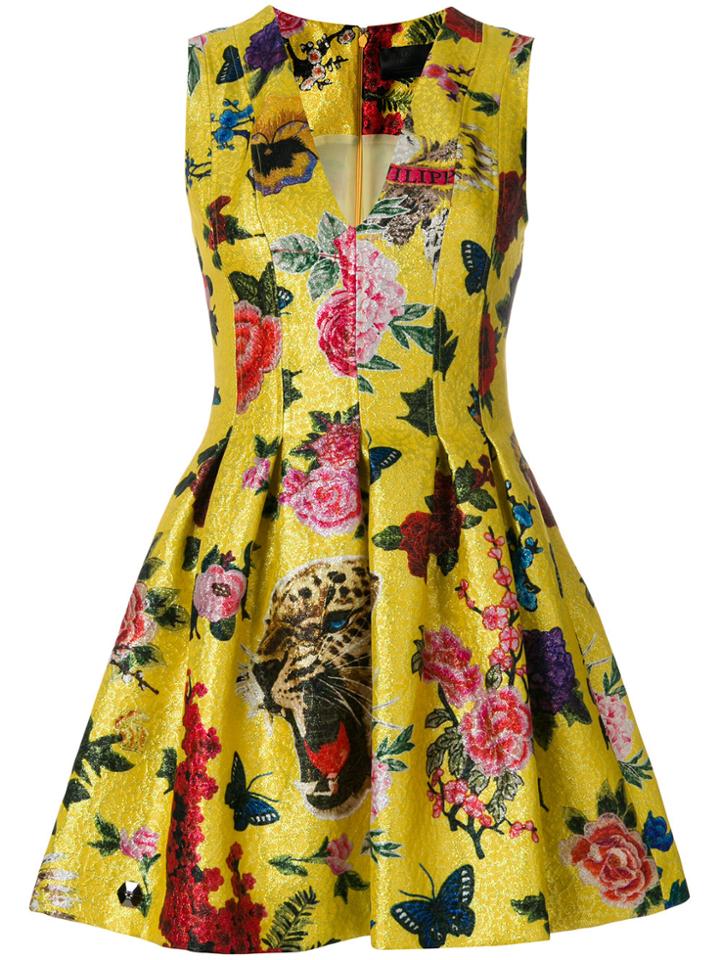 Philipp Plein Cheetah Print Dress - Yellow & Orange