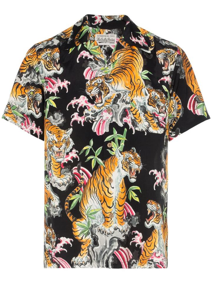 Wacko Maria Hawaiian Flower Tiger Print Shirt - Black