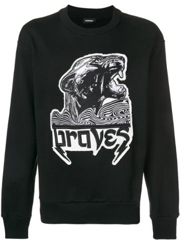 Diesel Braves Embroidered Sweatshirt - Black