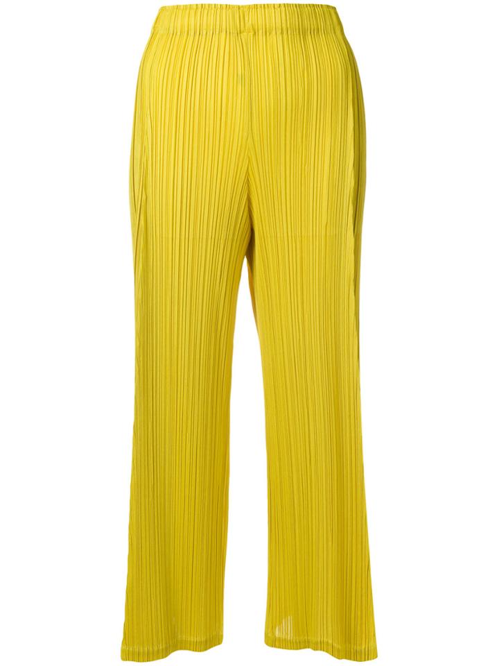 Pleats Please By Issey Miyake Two-tone Cropped Trousers - Yellow &