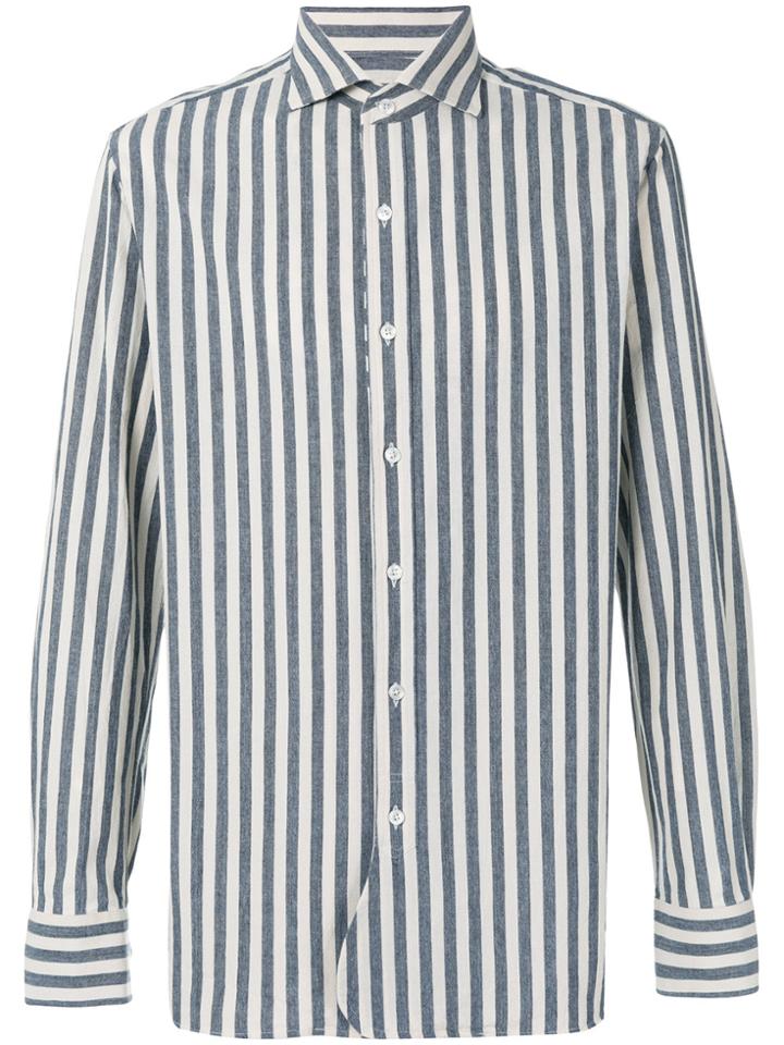 Doppiaa Striped Straight Hem Shirt - Blue