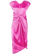 Helmut Lang Knot Silk Dress - Pink & Purple