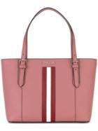 Bally Striped Trim Shoulder Bag, Women's, Pink/purple, Calf Leather