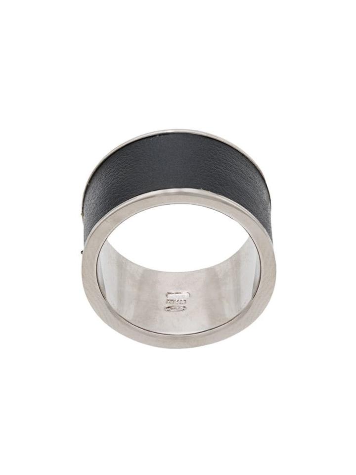Maison Margiela Contrast Textured Wide Ring - Black